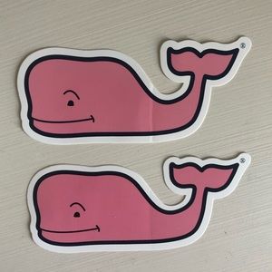 2 vineyard vines pink whale stickers.